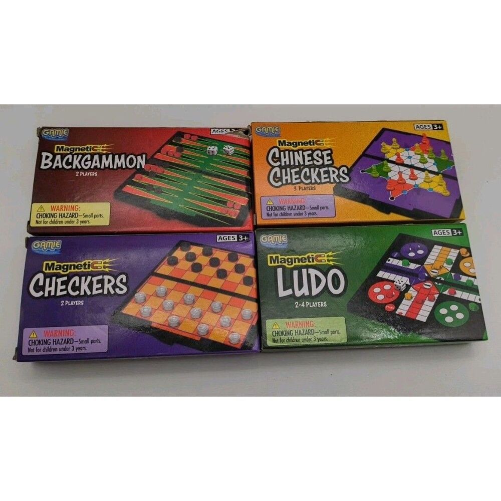 2021 4 Magnetic Travel Board Games By Gamie - New In Damaged Box